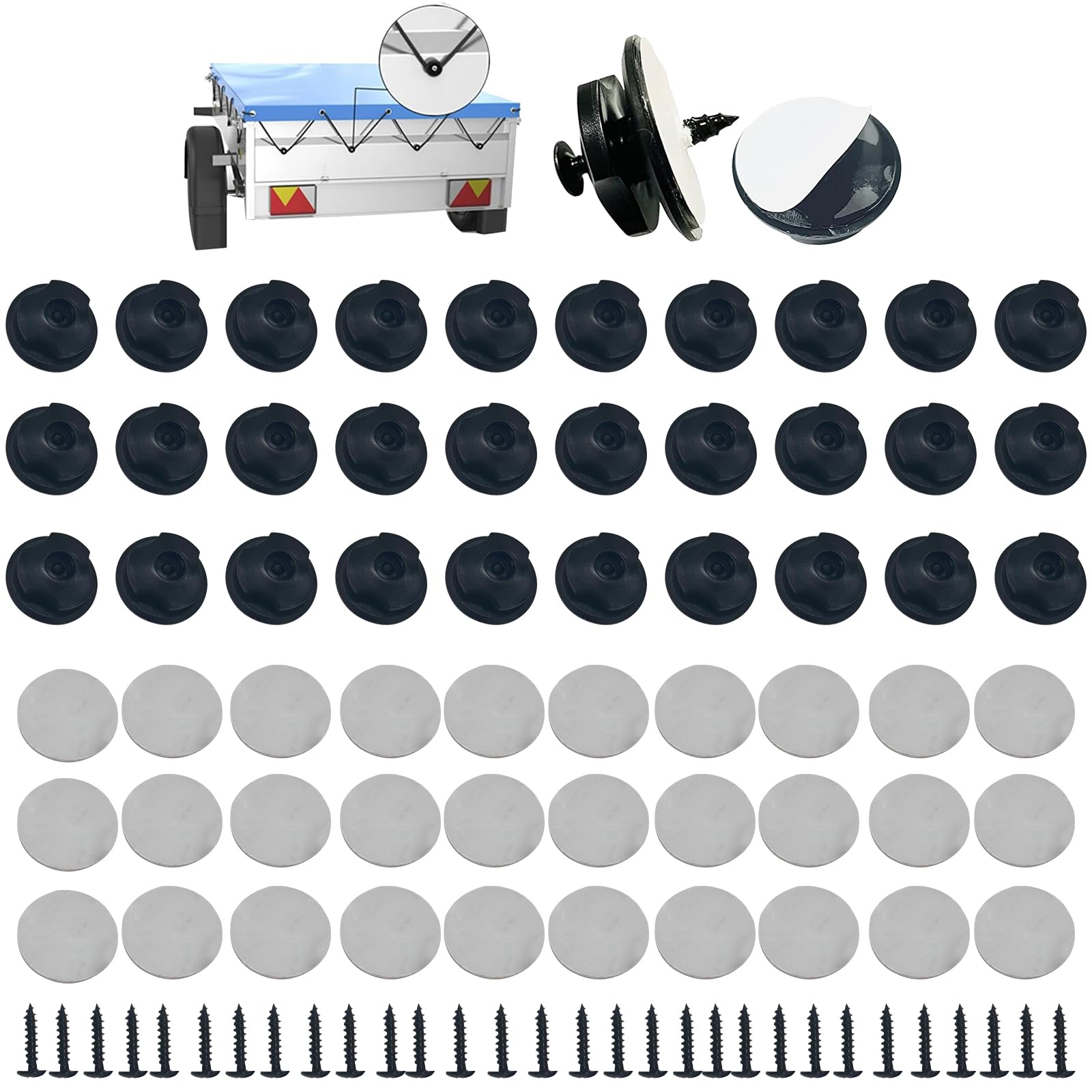 IUSOT 30 Stück Anhänger Zubehör – Planenbefestigung mit Schrauben,Robuste Planenhaken für Sichere Befestigung von Anhängernetzen und Planen – Perfekt für Transport und Ladungssicherung von IUSOT