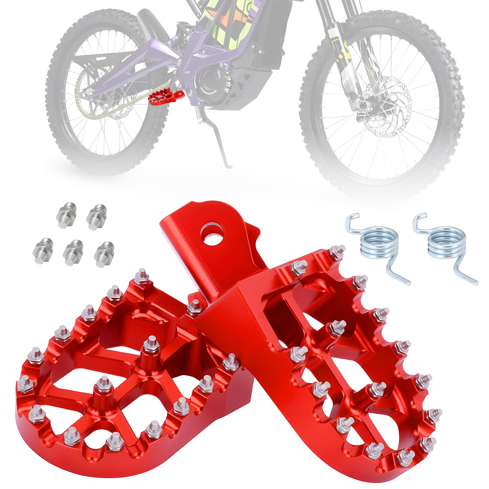 Dirt Bike Beifahrerfußrasten Fußrasten Pedalauflagen MX Style CNC für Surron Sur Ron Light Bee X S LBX Elektro Ebike Rot von IUVWISN