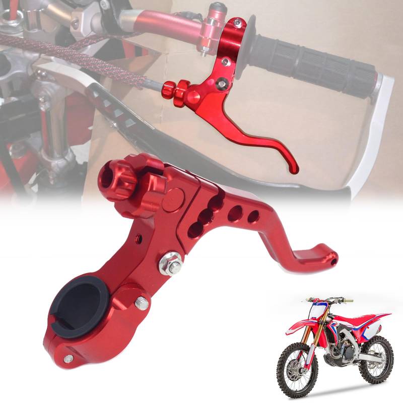 IUVWISN Dirt Bike Stunt Kurzer Kupplungshebel Aluminium Kurzer Kupplungshebel 1 zoll Universell passend für 22mm 7/8'' Lenker,3 Gänge verstellbar,für CRF KLX RMZ DRZ KX RM YZ SX EXC XC ATV,Rot von IUVWISN