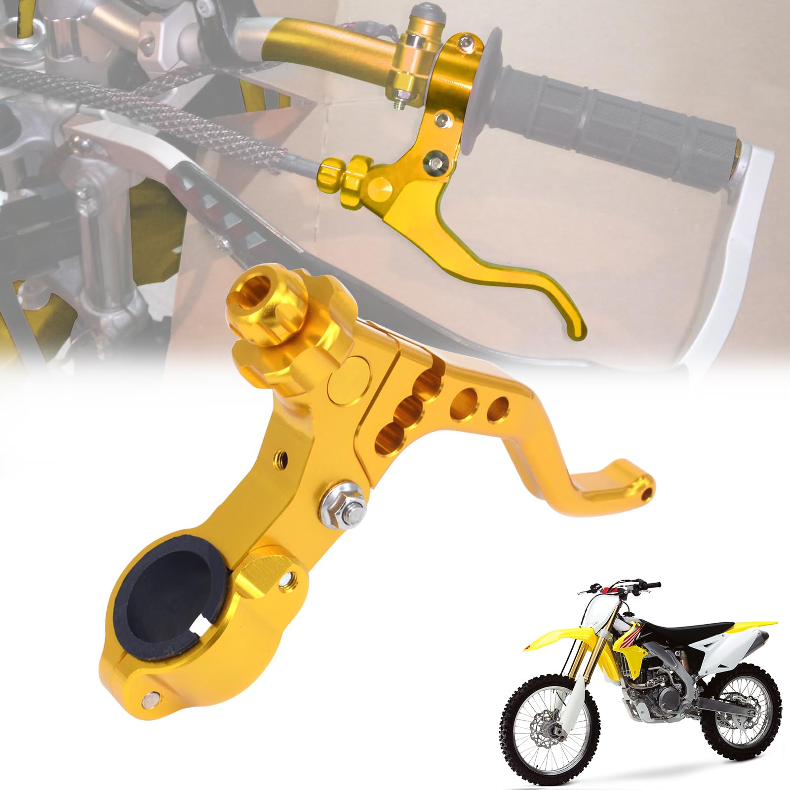 IUVWISN Dirt Bike Stunt Kurzer Kupplungshebel Aluminium Kurzer Kupplungshebel 1 zoll Universell passend für 22mm 7/8'' Lenker,3 Gänge verstellbar,für CRF KLX RMZ DRZ KX RM YZ SX EXC XC ATV,Gelb von IUVWISN