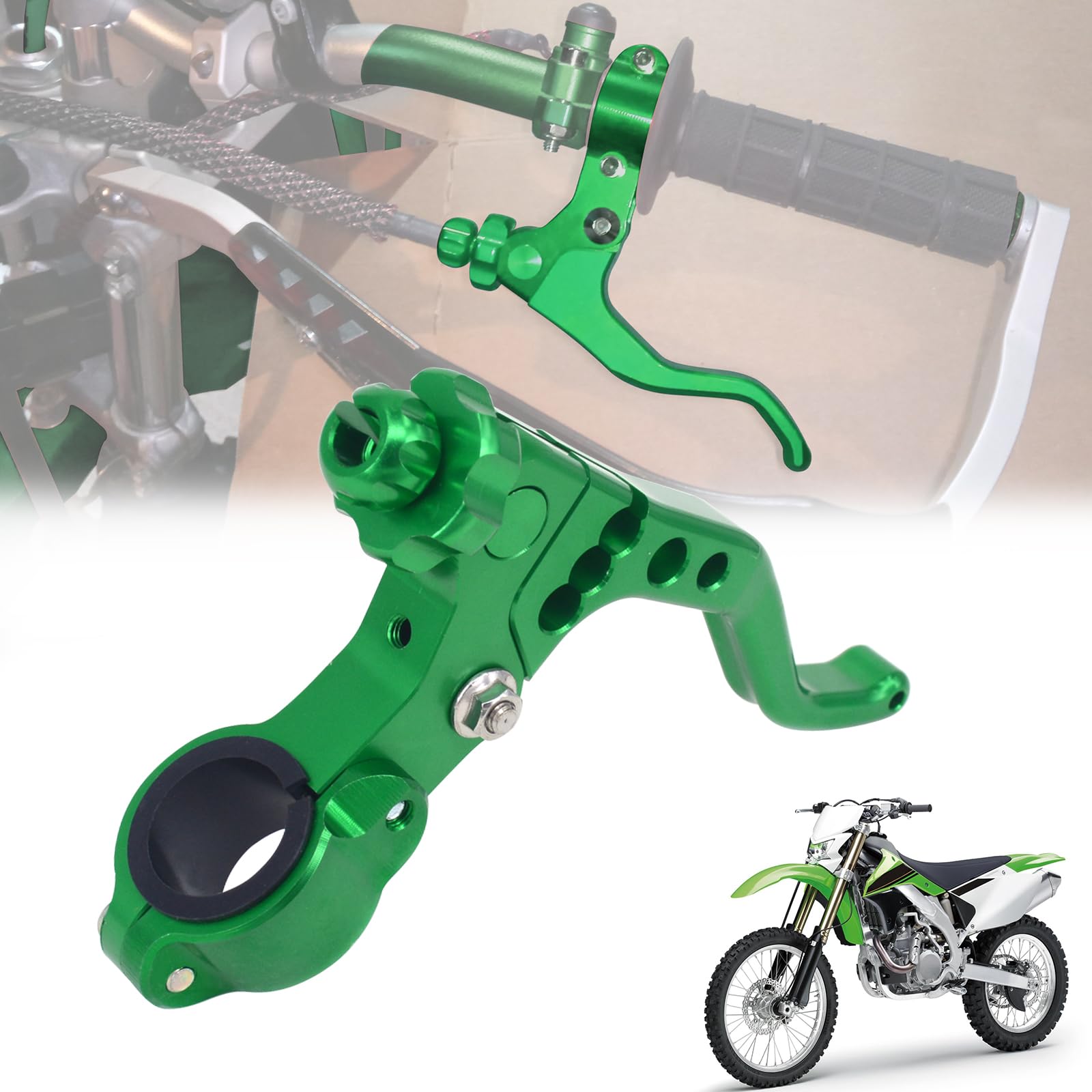 IUVWISN Dirt Bike Stunt Kurzer Kupplungshebel Aluminium Kurzer Kupplungshebel 1 zoll Universell passend für 22mm 7/8'' Lenker,3 Gänge verstellbar,für CRF KLX RMZ DRZ KX RM YZ SX EXC XC ATV,Grün von IUVWISN