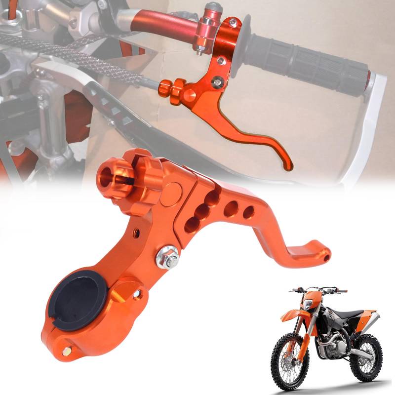 IUVWISN Dirt Bike Stunt Kurzer Kupplungshebel Aluminium Kurzer Kupplungshebel 1 zoll Universell passend für 22mm 7/8'' Lenker,3 Gänge verstellbar,für CRF KLX RMZ DRZ KX RM YZ SX EXC XC ATV,Orange von IUVWISN