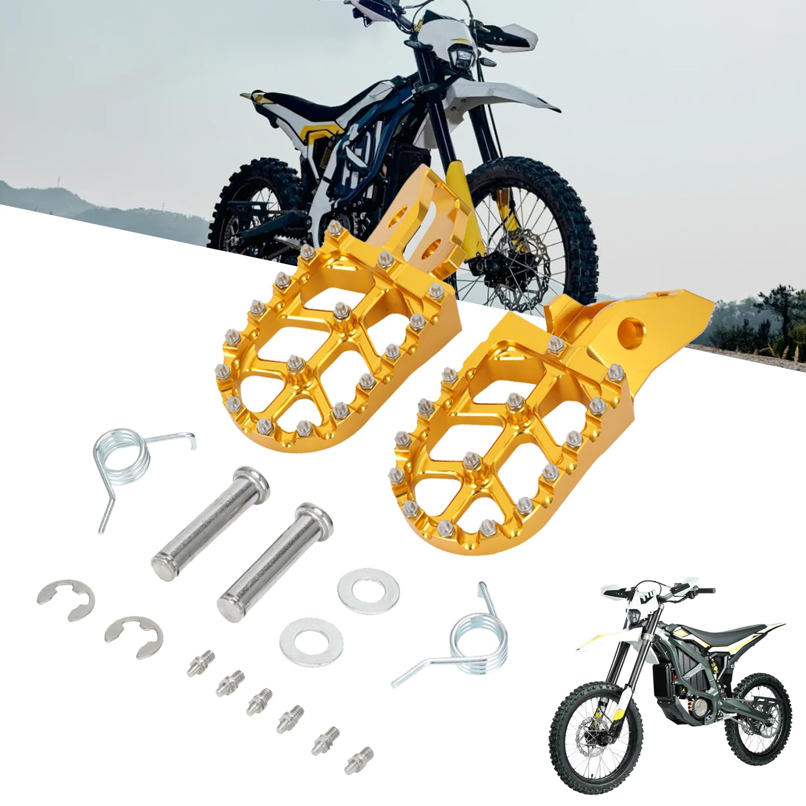 IUVWISN Für Sur Ron Ultra Bee Fußrasten Fußstützen Pedale für Surron Ultra Bee Elektro-Dirt Bike Gold von IUVWISN