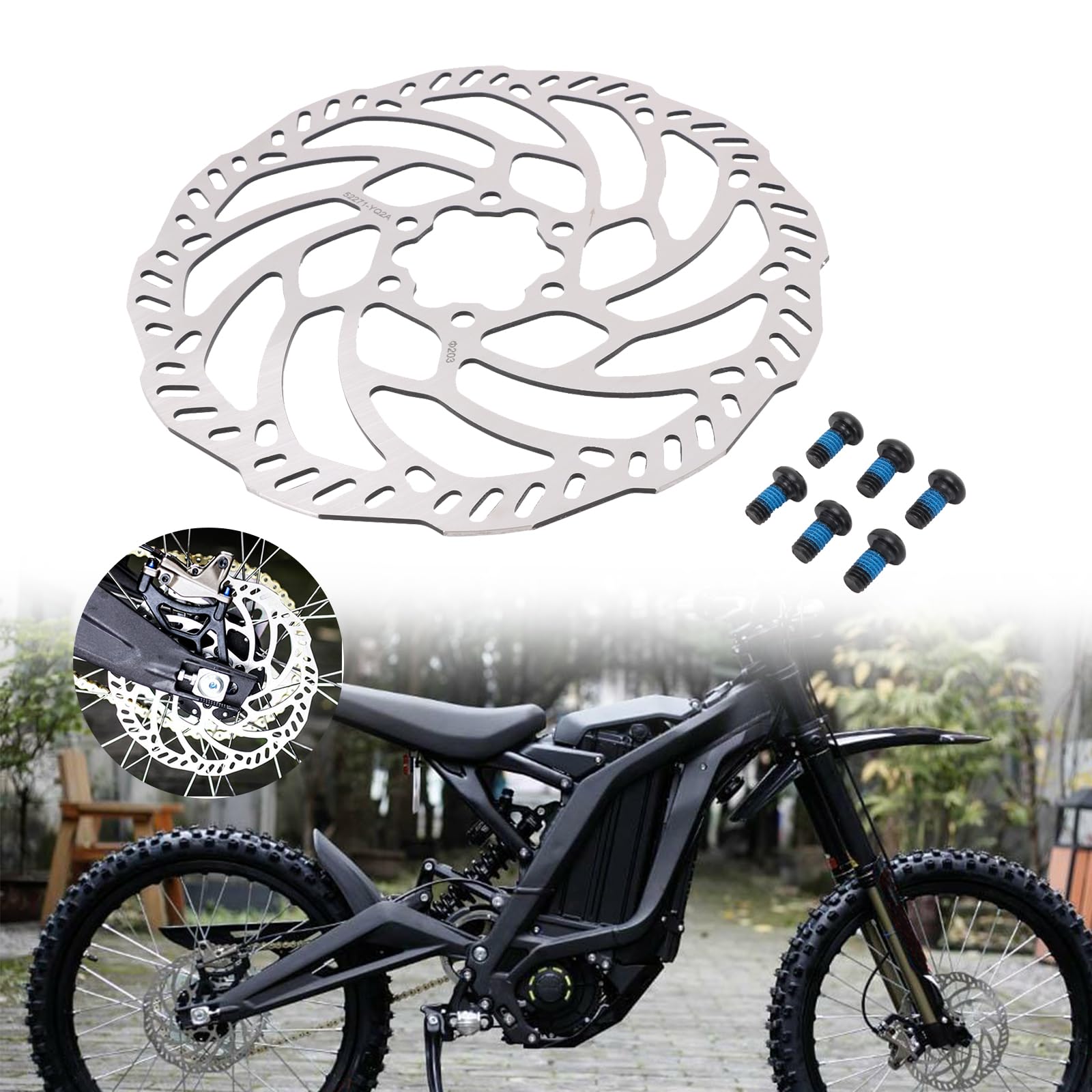 IUVWISN Für Surron Hinterradbremsscheibe, Bremsscheibenrotor mit Schrauben für Sur Ron Light Bee S/X Electric Dirt Bike von IUVWISN