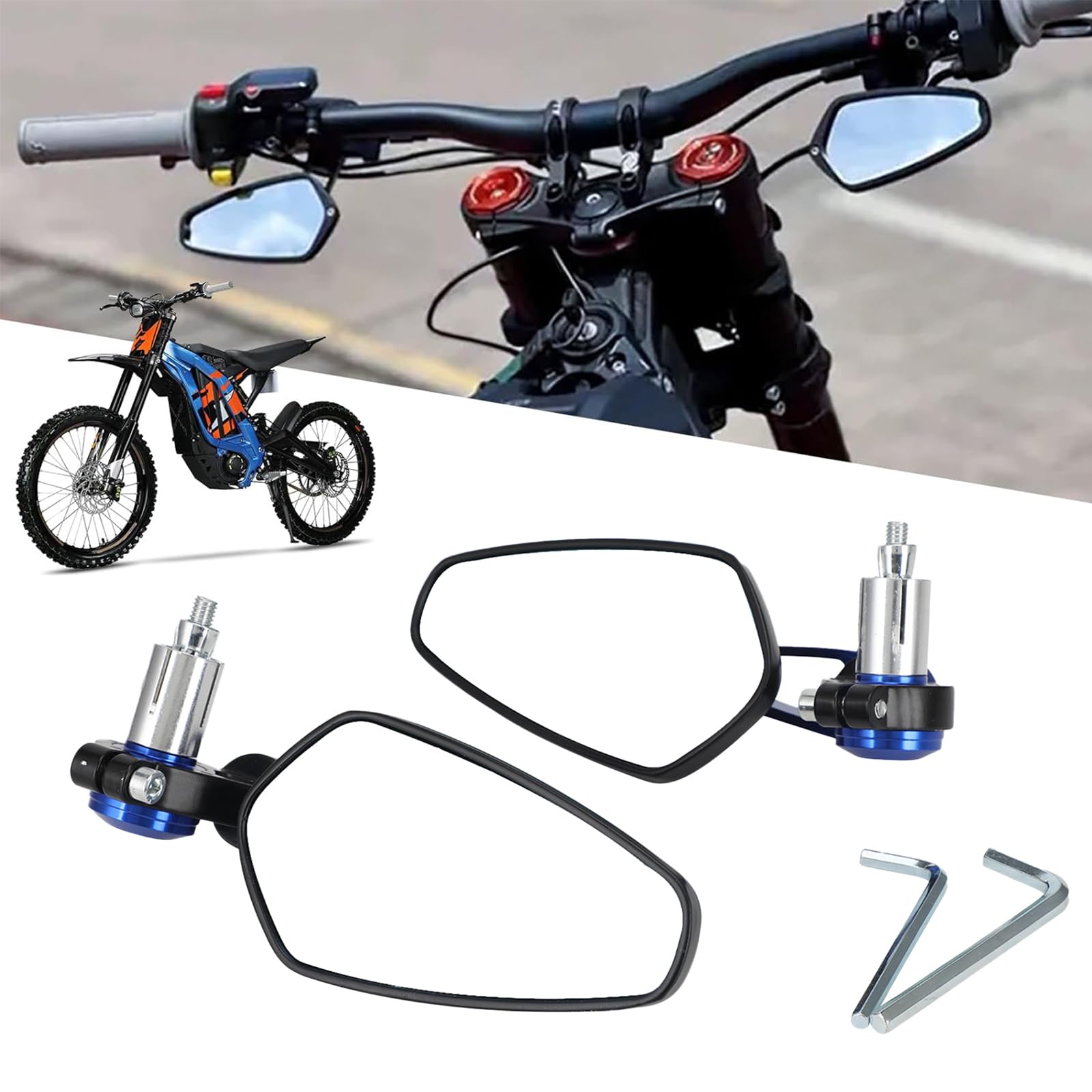 IUVWISN Für Surron Rückspiegel 22 mm Lenkerendenspiegel für Sur Ron X/S UltraBee für Talaria für Segway Elektro Dirt Bike Blau von IUVWISN