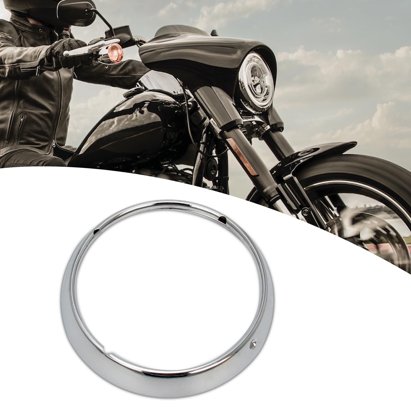 IUVWISN Motorrad 7 Zoll Chrom Scheinwerfer Scheinwerfer Zierring Kreis für Touring Road King Electra Glide Street Glide und Tri Glide von IUVWISN