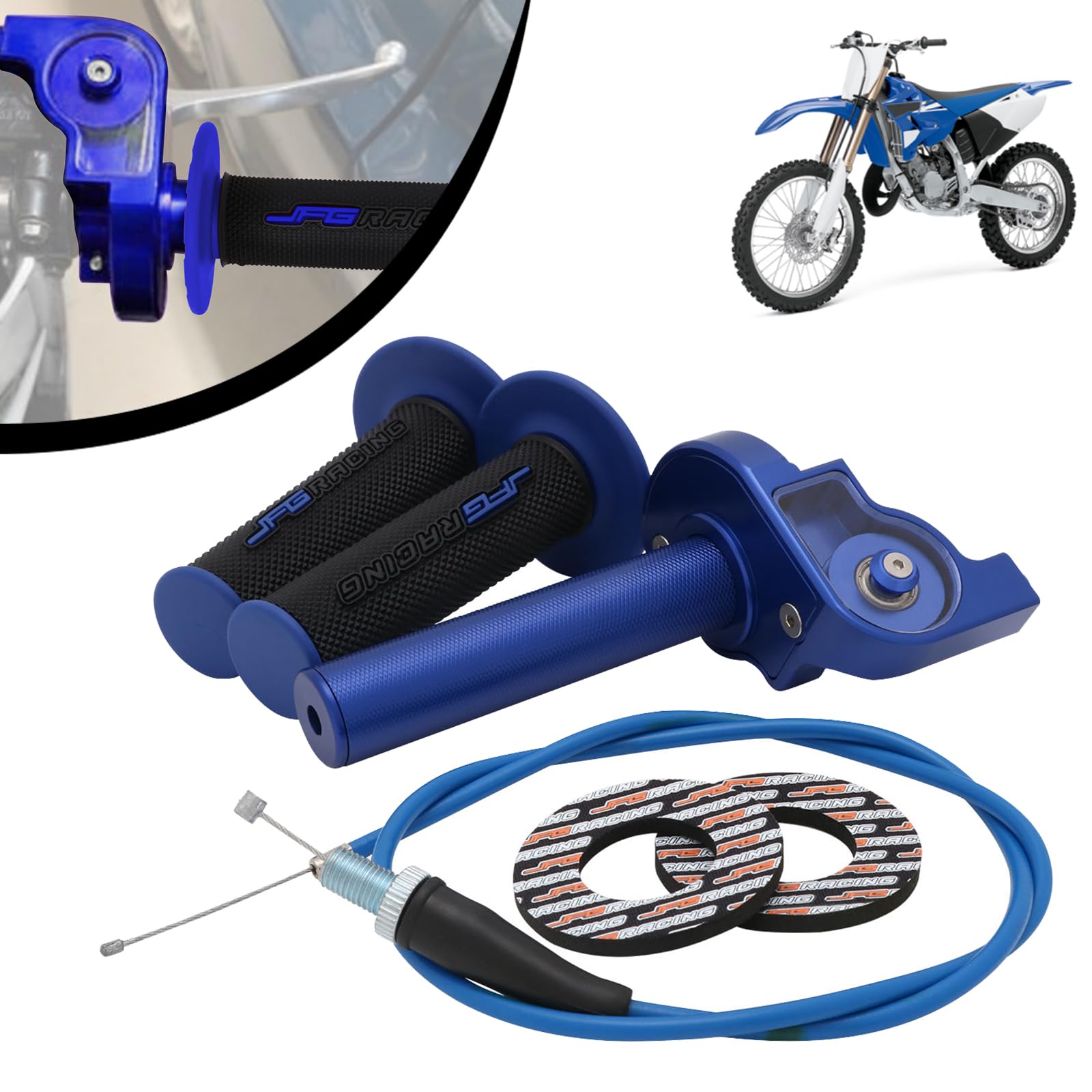 IUVWISN Motorrad Gaszug Montage 7/8 Zoll 22 mm Drehbeschleunigergriffe Schnellgaszug Universal Fit für 50 110 125 150 200 250cc Lenker Dirt Pit Bike Mini Bike Blau von IUVWISN