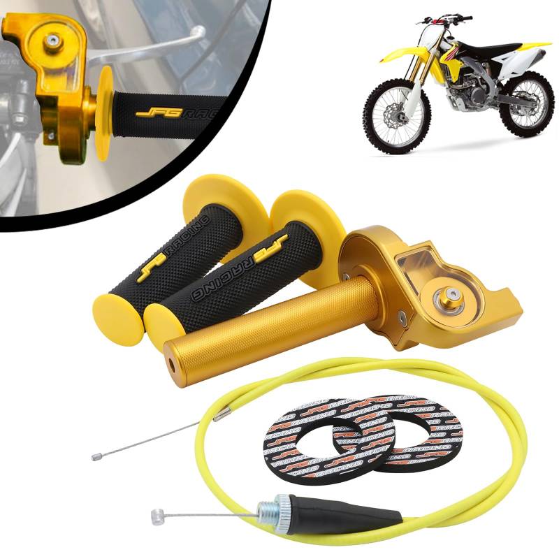 IUVWISN Motorrad Gaszug Montage 7/8 Zoll 22 mm Drehbeschleunigergriffe Schnellgaszug Universal Fit für 50 110 125 150 200 250cc Lenker Dirt Pit Bike Mini Bike Golden von IUVWISN