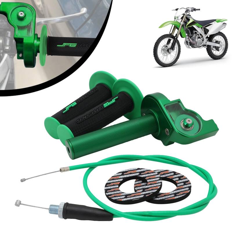 IUVWISN Motorrad Gaszug Montage 7/8 Zoll 22 mm Drehbeschleunigergriffe Schnellgaszug Universal Fit für 50 110 125 150 200 250cc Lenker Dirt Pit Bike Mini Bike Grün von IUVWISN