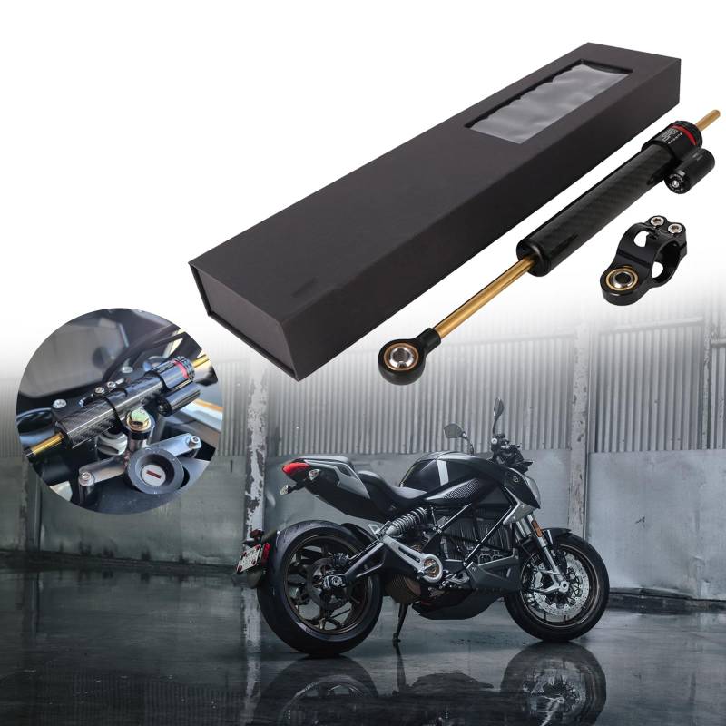 IUVWISN Motorrad Lenkungsdämpfer Stabilisator Kohlefaser Universal Motorrad Einstellbare Stabilisatoren für ADV R6 Z1000 Z900 R1 6 CBR600 1000 GSX-R1000 ZX-10R R1250GS Roller von IUVWISN