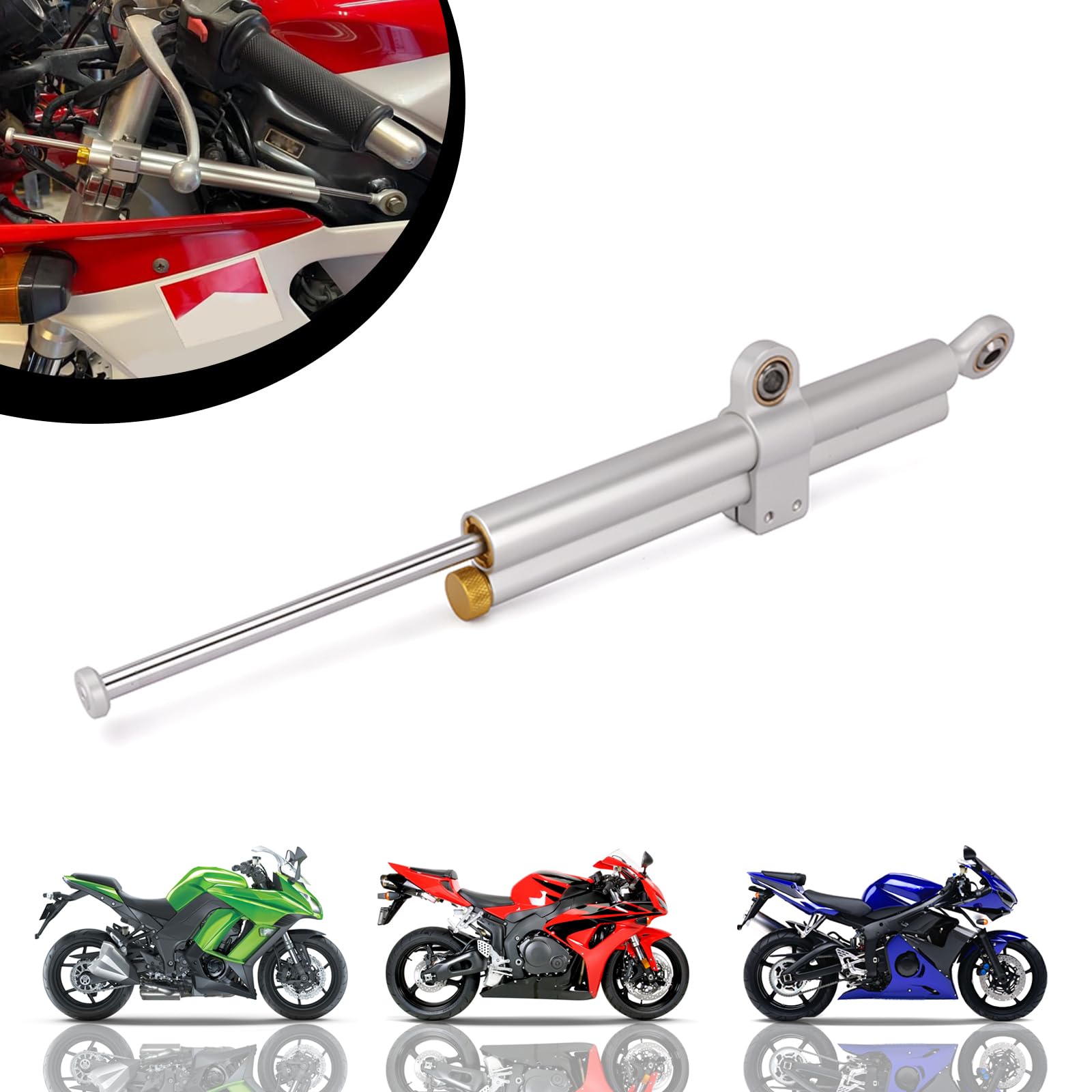 IUVWISN Motorrad Lenkungsdämpfer Stabilisator Motorrad Einstellbare Stabilisatoren für ADV R6 Z1000 Z900 R1 6 CBR600 1000 GSX-R1000 ZX-10R R1250GS Roller -Lang von IUVWISN