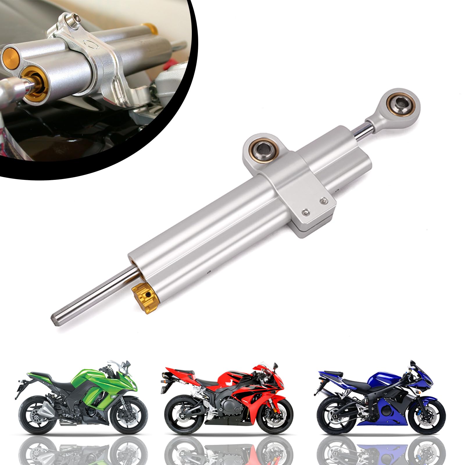 IUVWISN Motorrad Lenkungsdämpfer Stabilisator Universal Motorrad Einstellbare Stabilisatoren für ADV R6 Z1000 Z900 R1 6 CBR600 1000 GSX-R1000 ZX-10R R1250GS Roller von IUVWISN