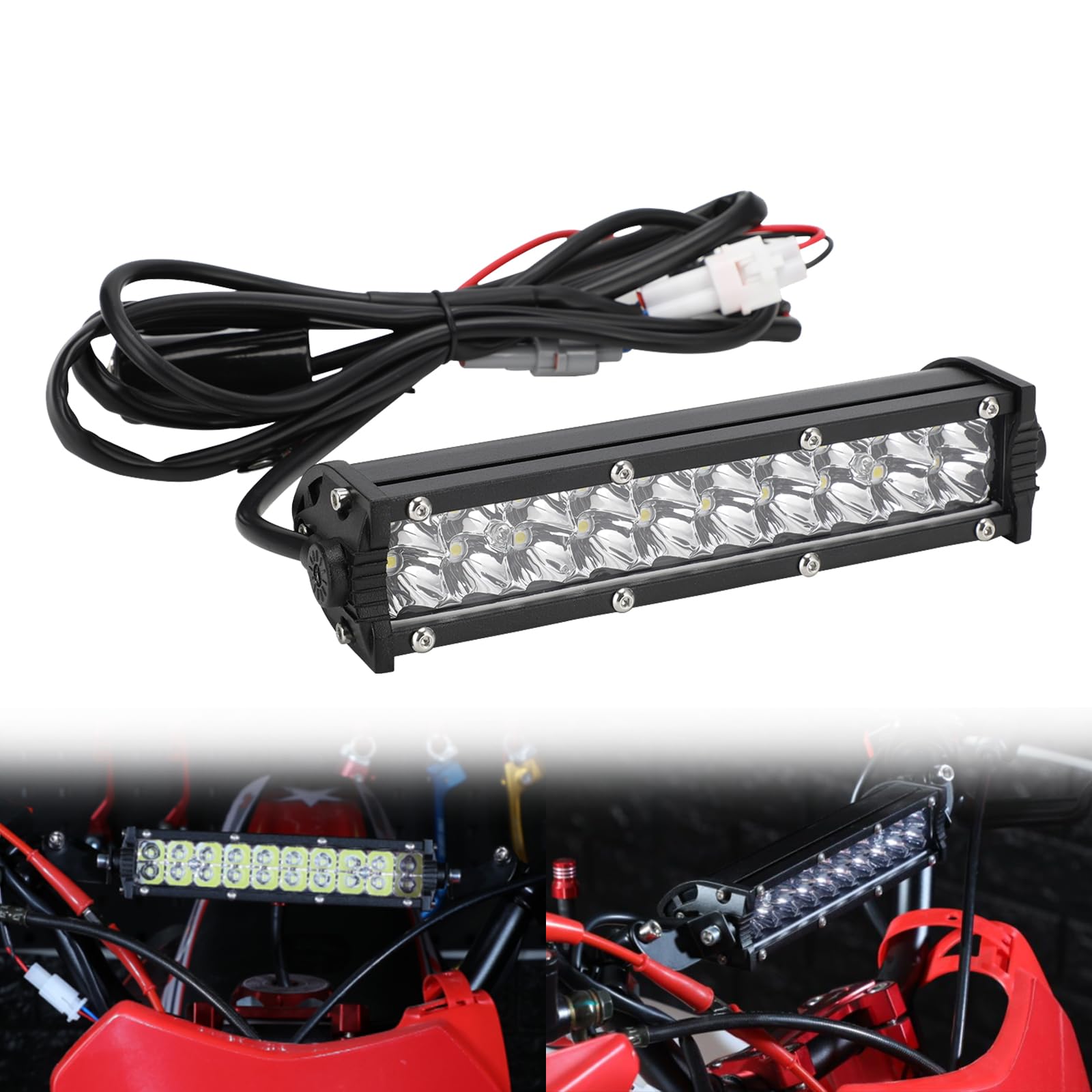 IUVWISN Motorrad LED Lichtleiste Scheinwerfer 60W 2500LM Wasserdicht Schalter Universal für CRF110 CRF250R CRF450R YZ125 YZ250 WR250F KLX110 Motocross 7/8 Zoll Lenker von IUVWISN