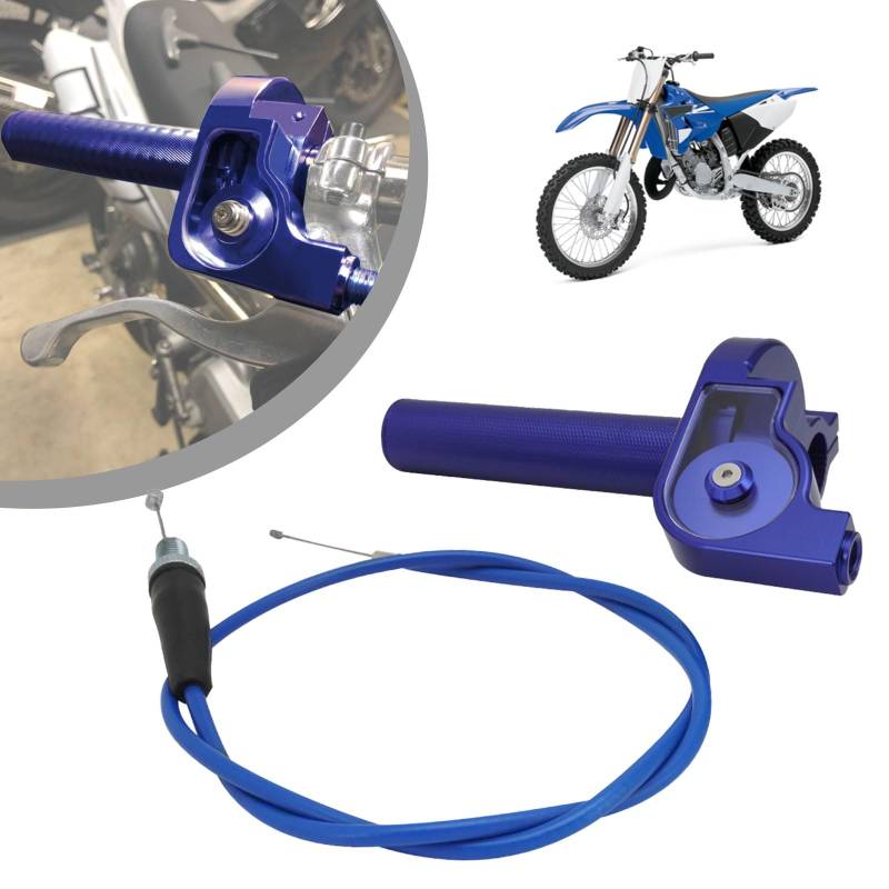 IUVWISN Motorrad Schnellgasgriff 7/8'' 22 mm Griffe Motorrad Gashebel mit Pit Bike Gaszug Universal für 50 110 125 150 200 250 cc Lenker Dirt Pit Bike ATV Mini Bike Blau von IUVWISN