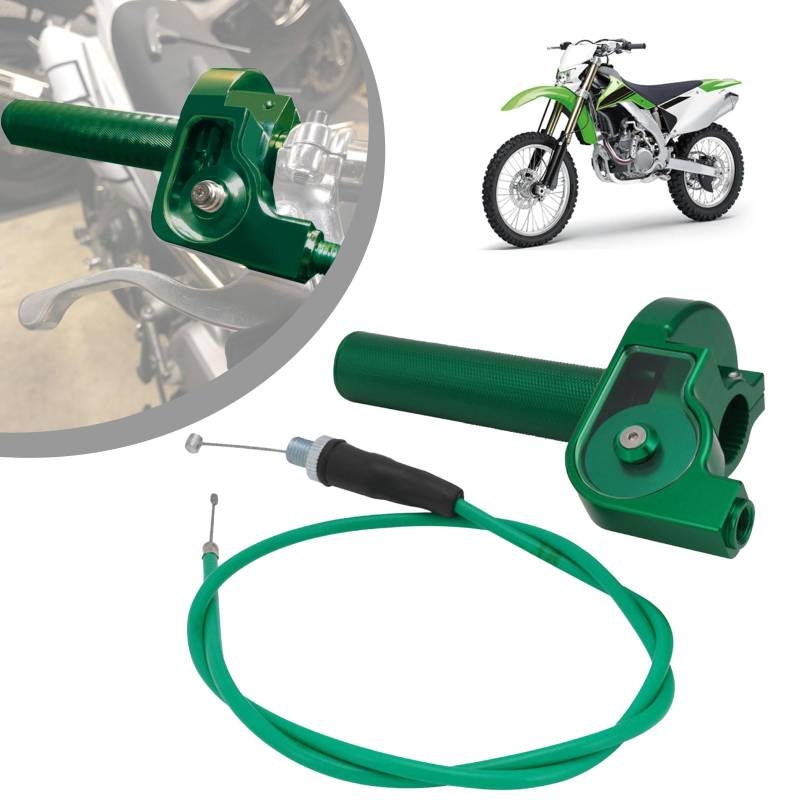 IUVWISN Motorrad Schnellgasgriff 7/8'' 22 mm Griffe Motorrad Gashebel mit Pit Bike Gaszug Universal für 50 110 125 150 200 250 cc Lenker Dirt Pit Bike ATV Mini Bike Grün von IUVWISN