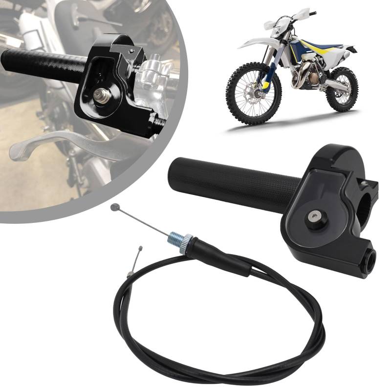 IUVWISN Motorrad Schnellgasgriff 7/8'' 22 mm Griffe Motorrad Gashebel mit Pit Bike Gaszug Universal für 50 110 125 150 200 250 cc Lenker Dirt Pit Bike ATV Mini Bike Schwarz von IUVWISN