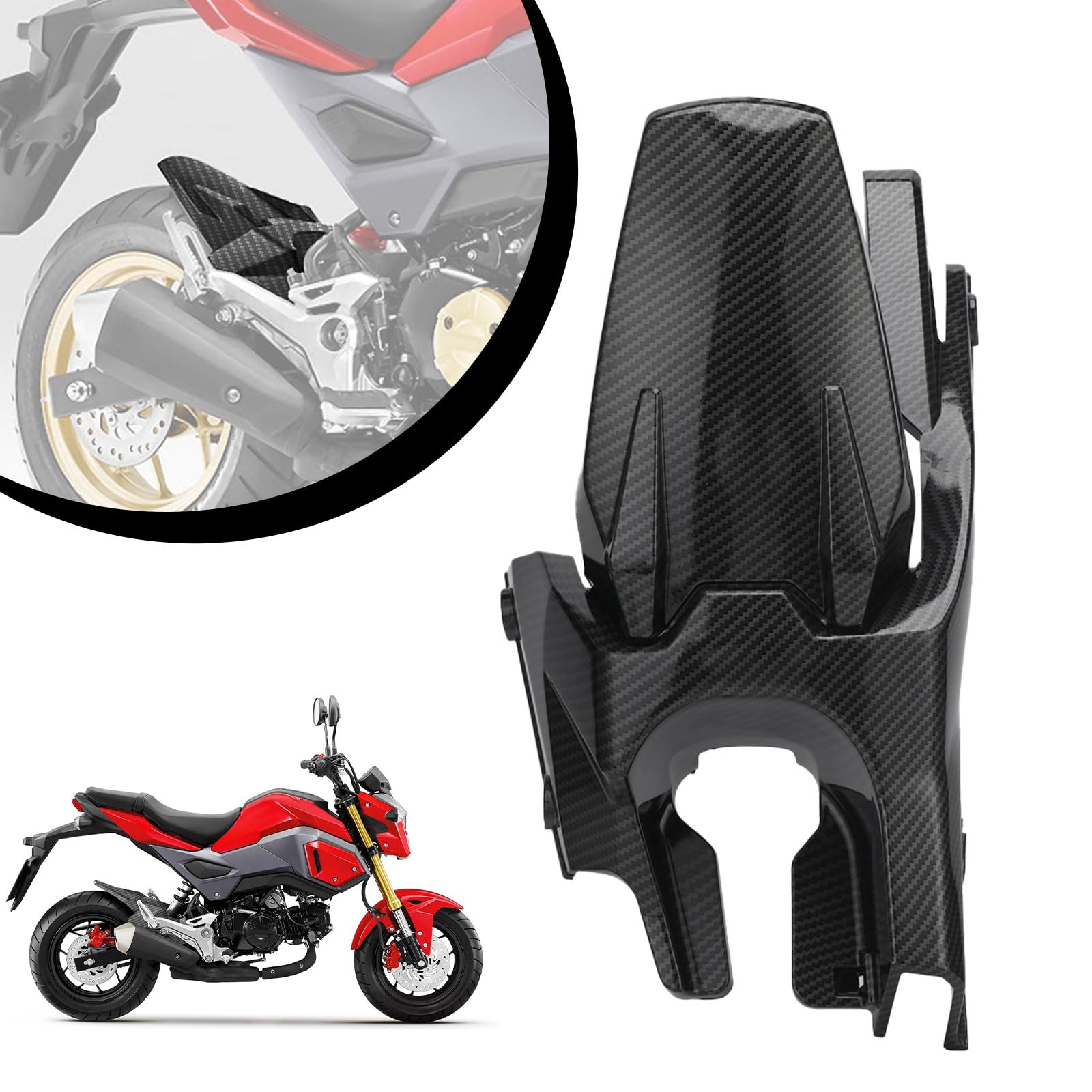 IUVWISN Motorrad-Schutzblech MSX125 Hinterradschutzblech Pit Bike Stoßdämpfer für Grom MSX125 Kohlefaser-Muster von IUVWISN