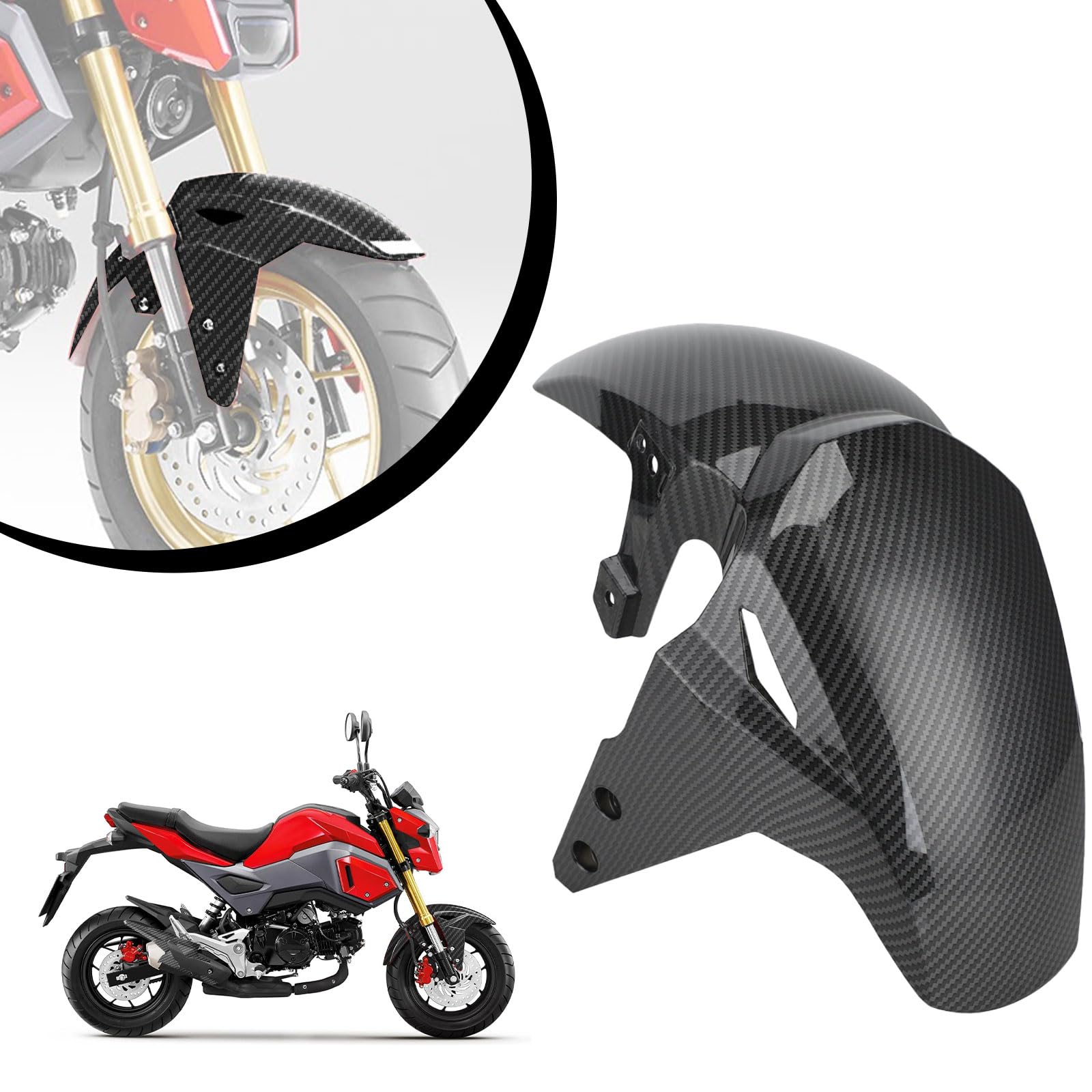 IUVWISN Motorrad-Schutzblech für GROM MSX125, Kohlefaser-Muster, Schutzblech, Verkleidungen, Set, Teile, Schwarz von IUVWISN