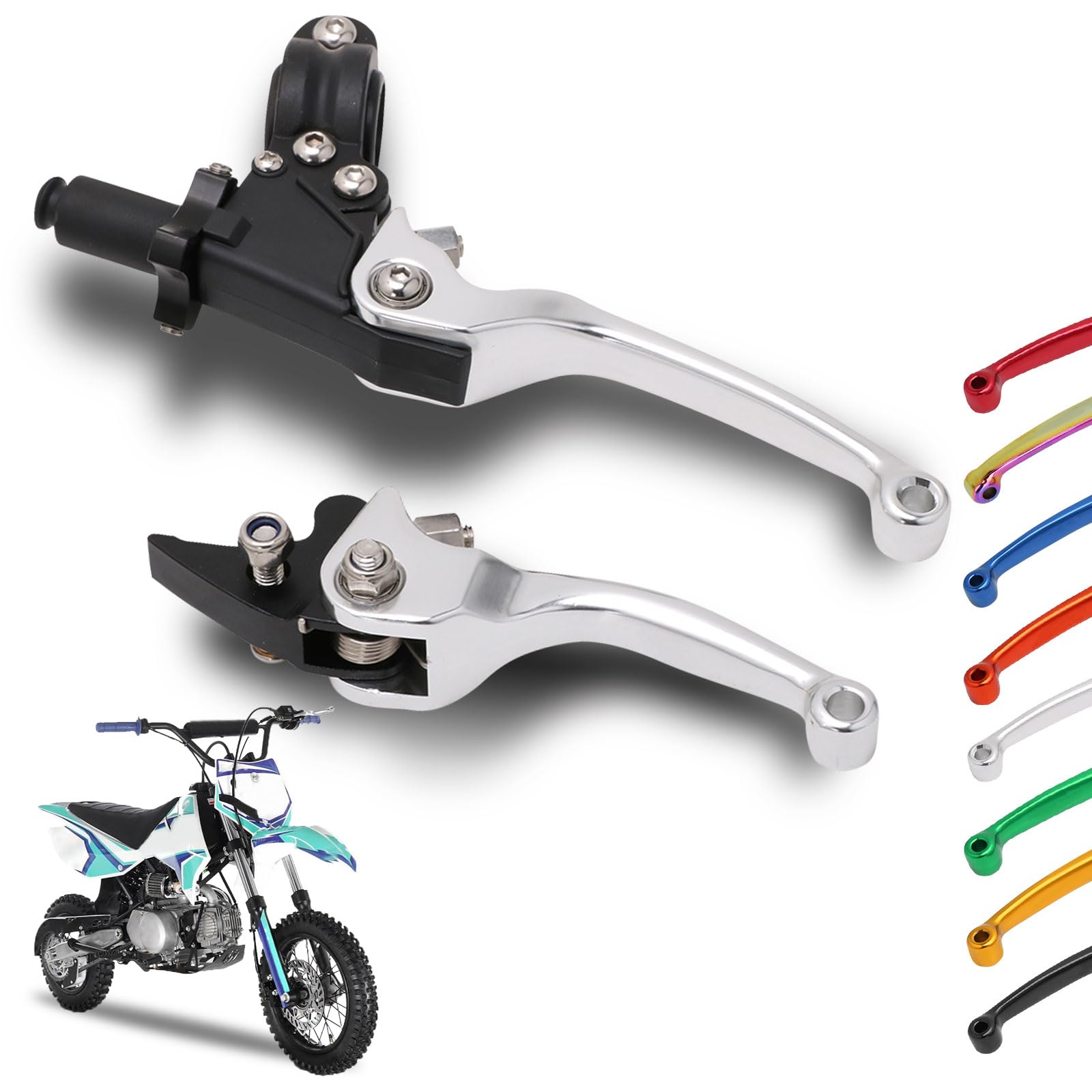 IUVWISN Pit Bike Brems-Kupplungshebel 1 Paar 7/8" 22mm Aluminium geschmiedet klappbar Satz für 50CC-150CC TC FC 90/110/125/140/150cc Pit Dirt Bike ATV Mini Bike Silber von IUVWISN