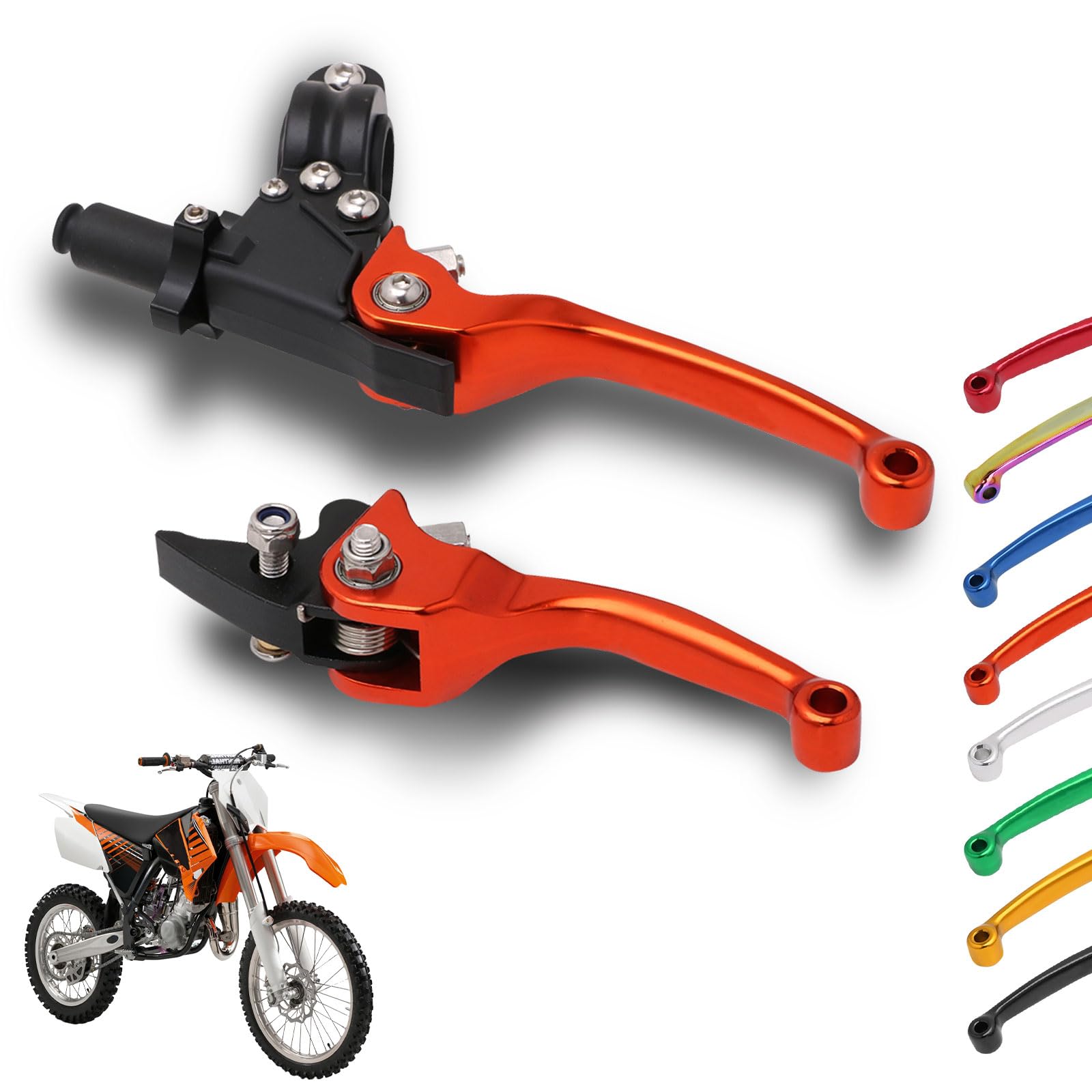 IUVWISN Pit Bike Bremse Kupplungshebel 1 Paar 7/8" 22mm geschmiedetes Aluminium klappbar Satz für 50CC-150CC SX EXC 90/110/125/140/150cc Pit Dirt Bike ATV Mini Bike Orange von IUVWISN