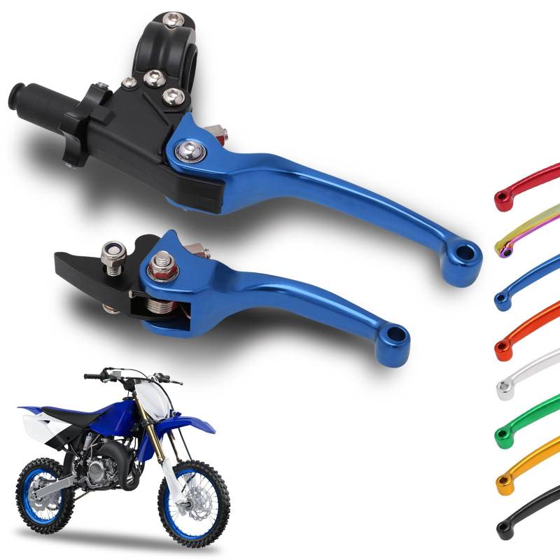 IUVWISN Pit Bike Bremsen-Kupplungshebel 1 Paar 7/8" 22mm geschmiedetes Aluminium klappbar Satz für 50CC-150CC YZ YZF 90/110/125/140/150cc Pit Dirt Bike ATV Mini Bike Blau von IUVWISN