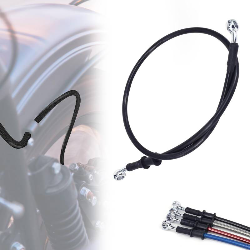 IUVWISN Stahlflex Bremsleitung Motorrad Hydraulic Brake Oil Hose 28 Grad M10 500-2000mm Universal für Pit Dirt Bike Motocross Street Bike ATV 1000mm Schwarz von IUVWISN