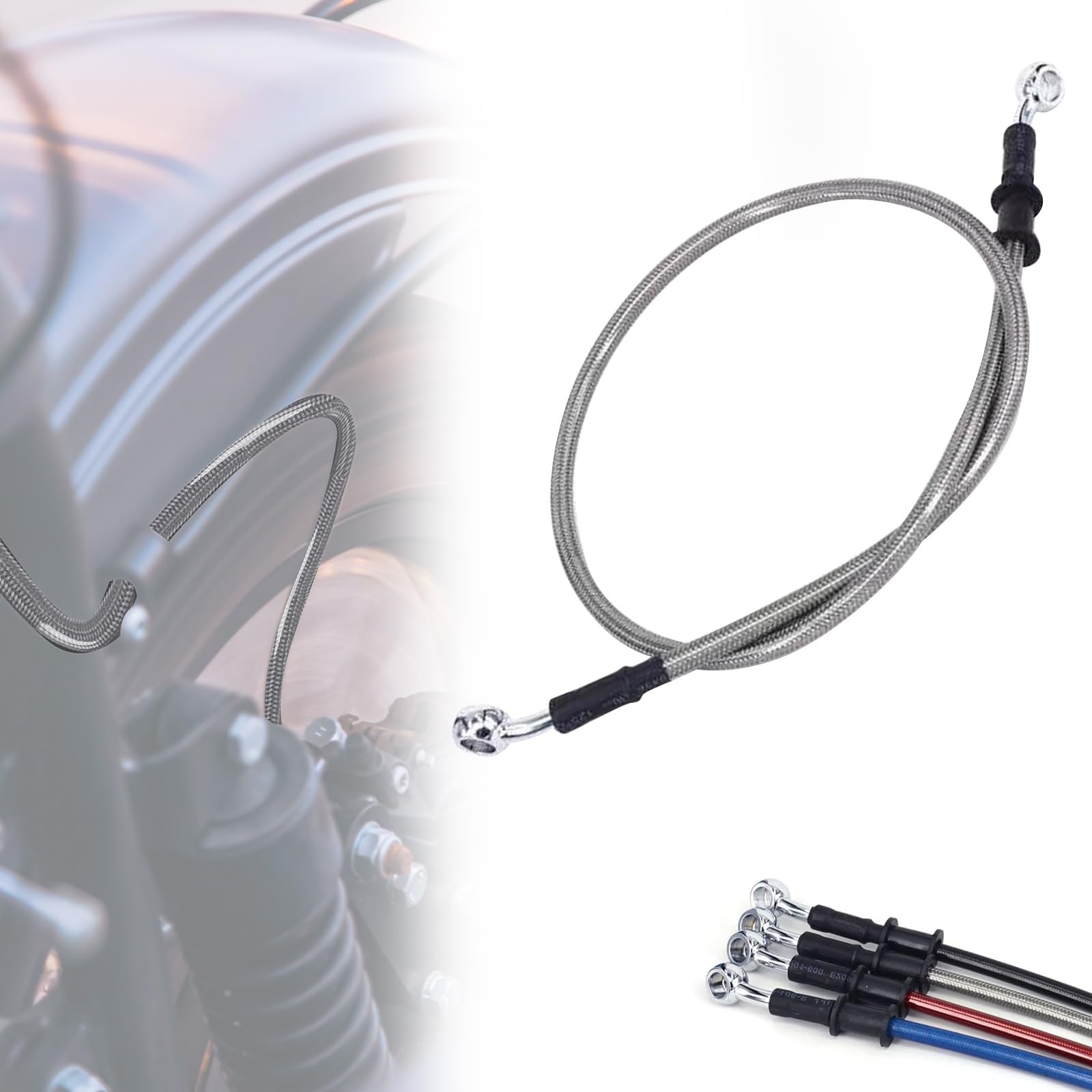 IUVWISN Stahlflex Bremsleitung Motorrad Hydraulic Brake Oil Hose 28 Grad M10 500-2000mm Universal für Pit Dirt Bike Motocross Street Bike ATV 1000mm Silber von IUVWISN