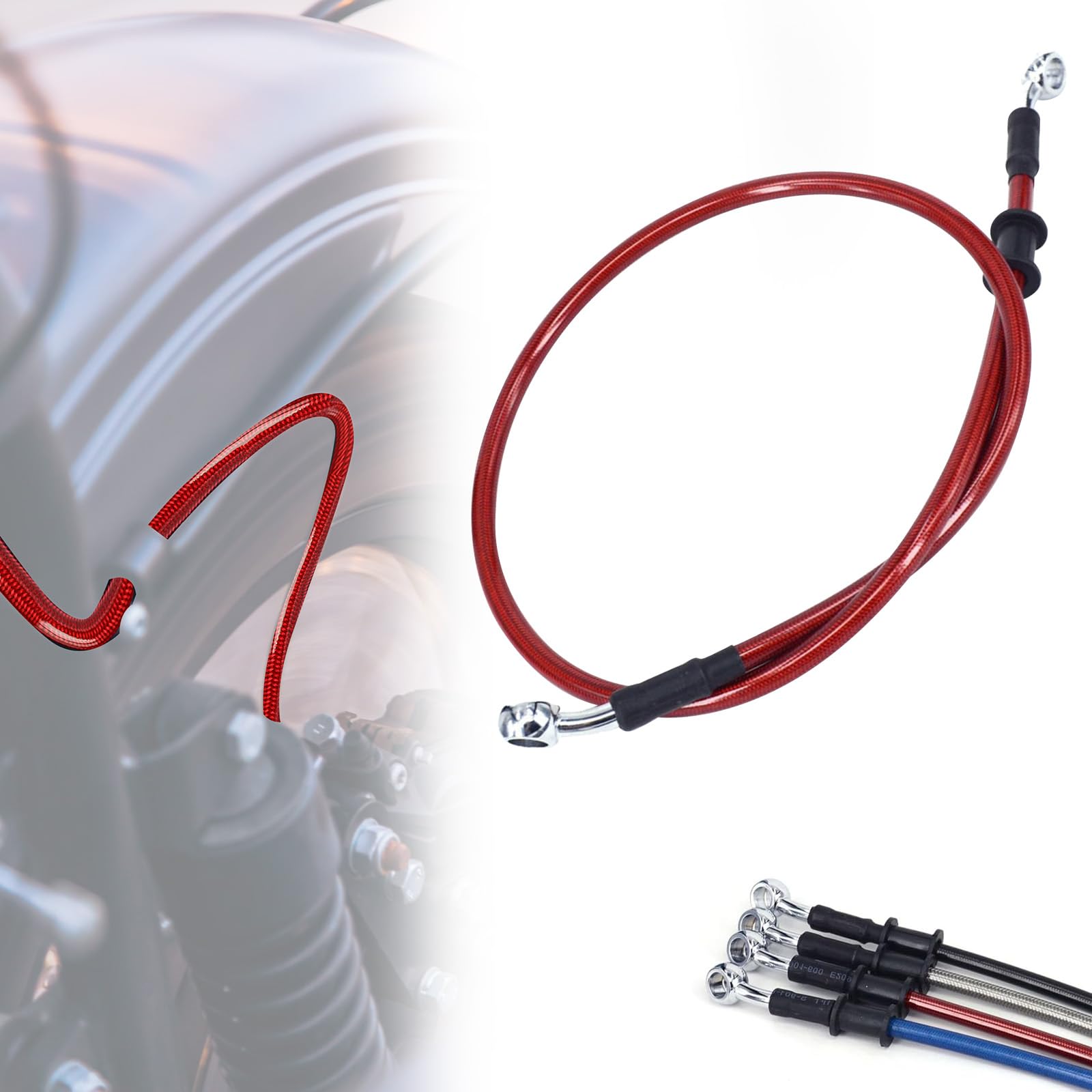 IUVWISN Stahlflex Bremsleitung Motorrad Hydraulic Brake Oil Hose 28 Grad M10 500-2000mm Universal für Pit Dirt Bike Motocross Street Bike ATV 1100mm Rot von IUVWISN