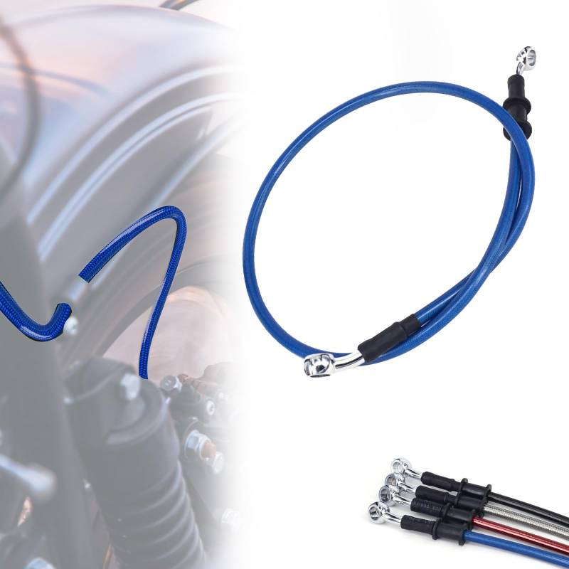 IUVWISN Stahlflex Bremsleitung Motorrad Hydraulic Brake Oil Hose 28 Grad M10 500-2000mm Universal für Pit Dirt Bike Motocross Street Bike ATV 1200mm Blau von IUVWISN