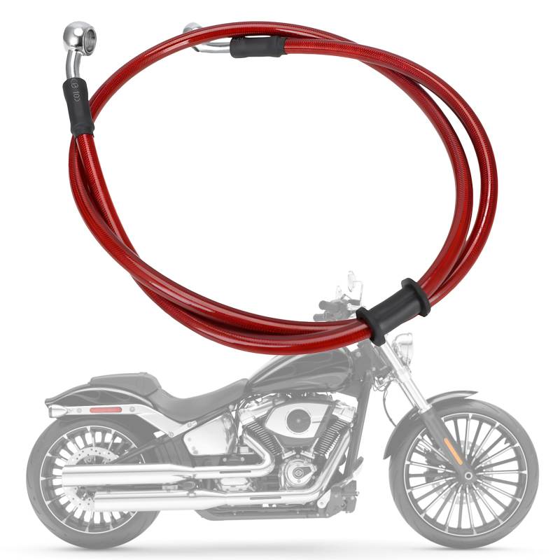 IUVWISN Stahlflex Bremsleitung Motorrad Hydraulic Brake Oil Hose 28 Grad M10 500-2000mm Universal für Pit Dirt Bike Motocross Street Bike ATV 1300mm Rot von IUVWISN