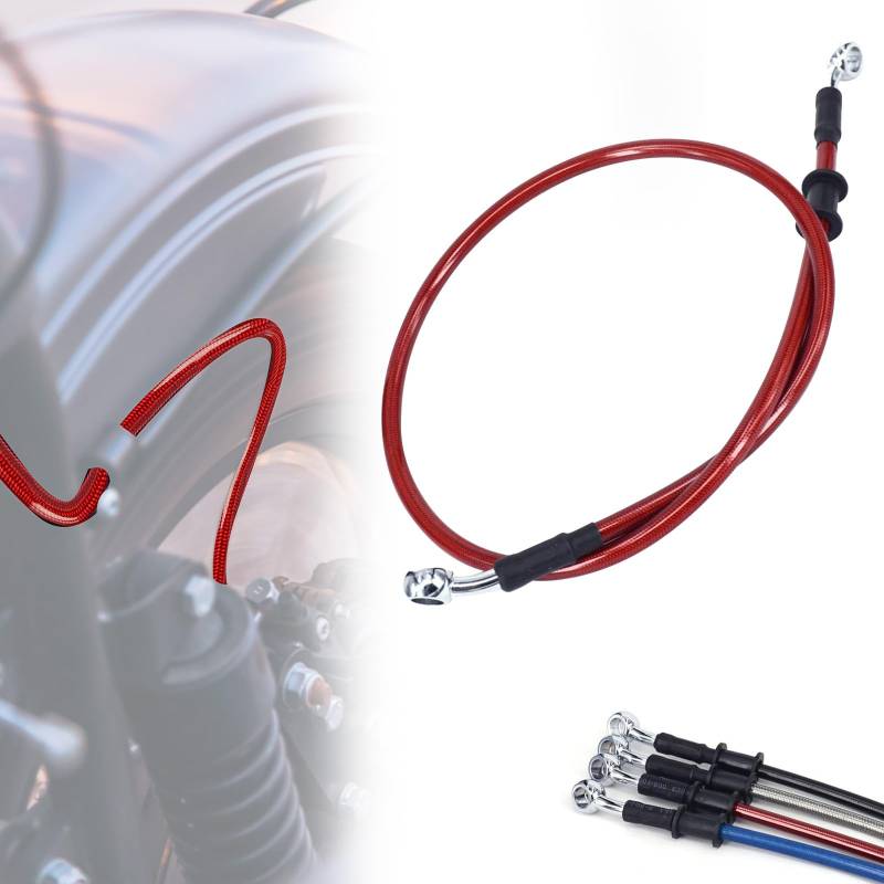 IUVWISN Stahlflex Bremsleitung Motorrad Hydraulic Brake Oil Hose 28 Grad M10 500-2000mm Universal für Pit Dirt Bike Motocross Street Bike ATV 500mm Rot von IUVWISN