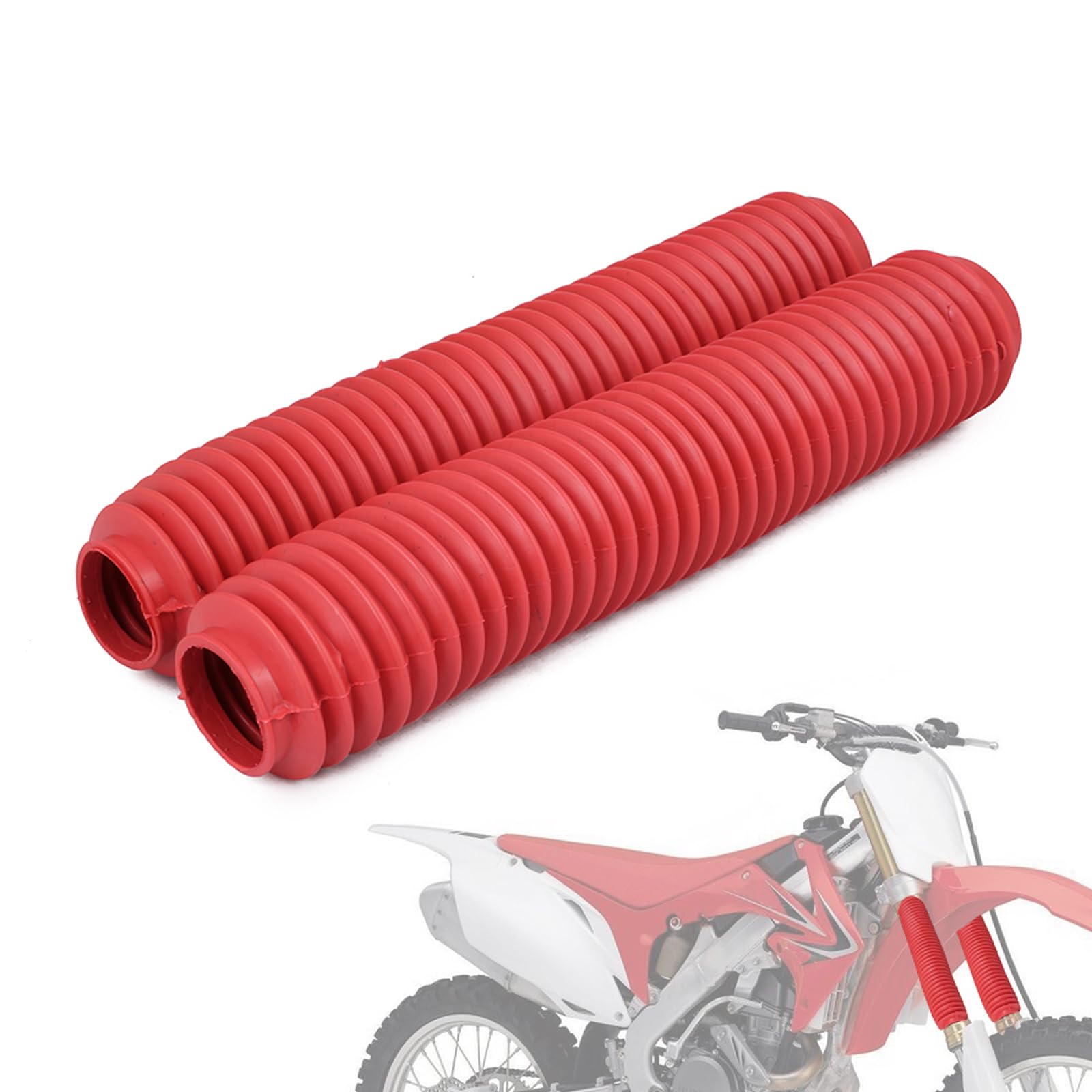 IUVWISN Universal Dirt Bike Vorderradgabelstiefel Stoßdämpferabdeckungen Schutz 155MM-360MM Gummi Staubschutz Gamaschen für SX EXC CRF YZ KLX KX TC FC TE RM Motocross Rot von IUVWISN