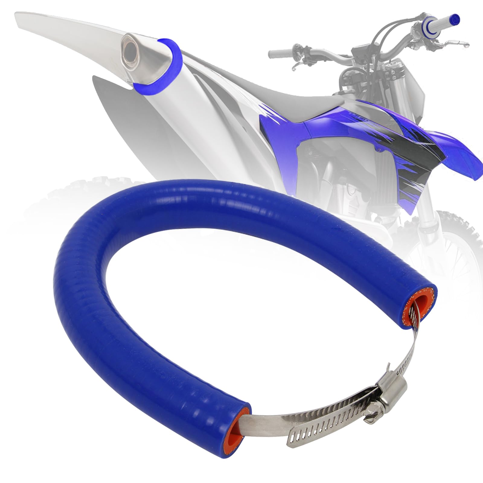 IUVWISN Universeller Motorrad-Schalldämpfer, Dosenabdeckung, 90 mm-145 mm, verstellbarer Auspuffringschutz für Dirt Pit Bike YZ YZF WR TTR PW TC TE TX 250 300 450 Blau von IUVWISN