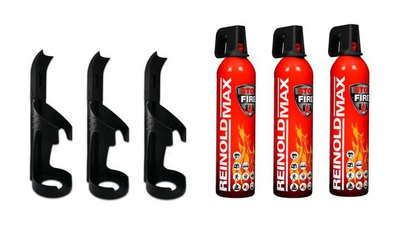 IWH - Feuerlöschspray 750 ml | Kompakter ABF Schaumlöscher mit Halter ideal für Camping, Auto, Haus und Freizeit | Kleines Feuerlöschspray ideal auch für unterwegs | Inhalt: 3x750 ml; H: 315 mm von IWH