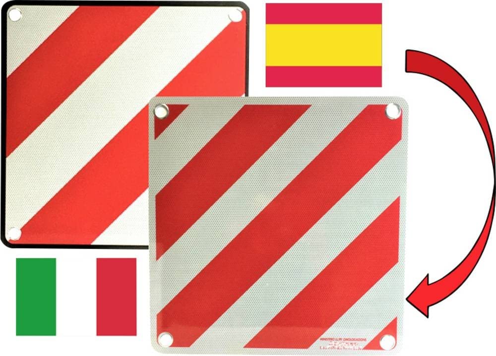 IWH - Warntafel ALU 50x50 cm für Italien% Spanien | Hochwertig und 100% rechtskonform mit Prüfung durch das MINISTERO INFRASTRUTTURE TRASPORTI | Wende - Warnschild für Fahrradträger | von IWH