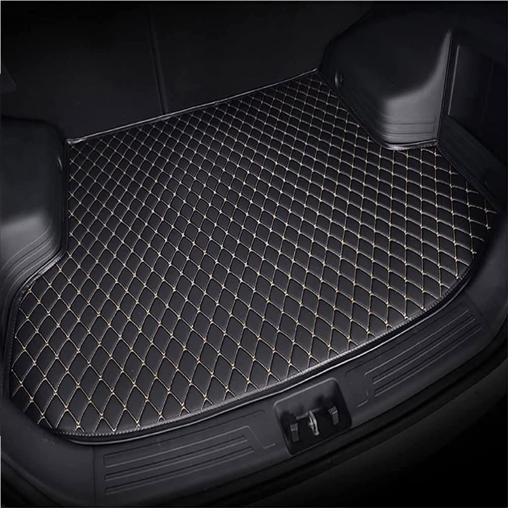 Auto Leder Kofferraummatten für Opel Agila 2008-2014, rutschfest Kratzfestem Wasserdicht Schutzmatte Cargo Teppich Kofferraum Interieur Zubehör,C/Blackbeige von IXEUYN