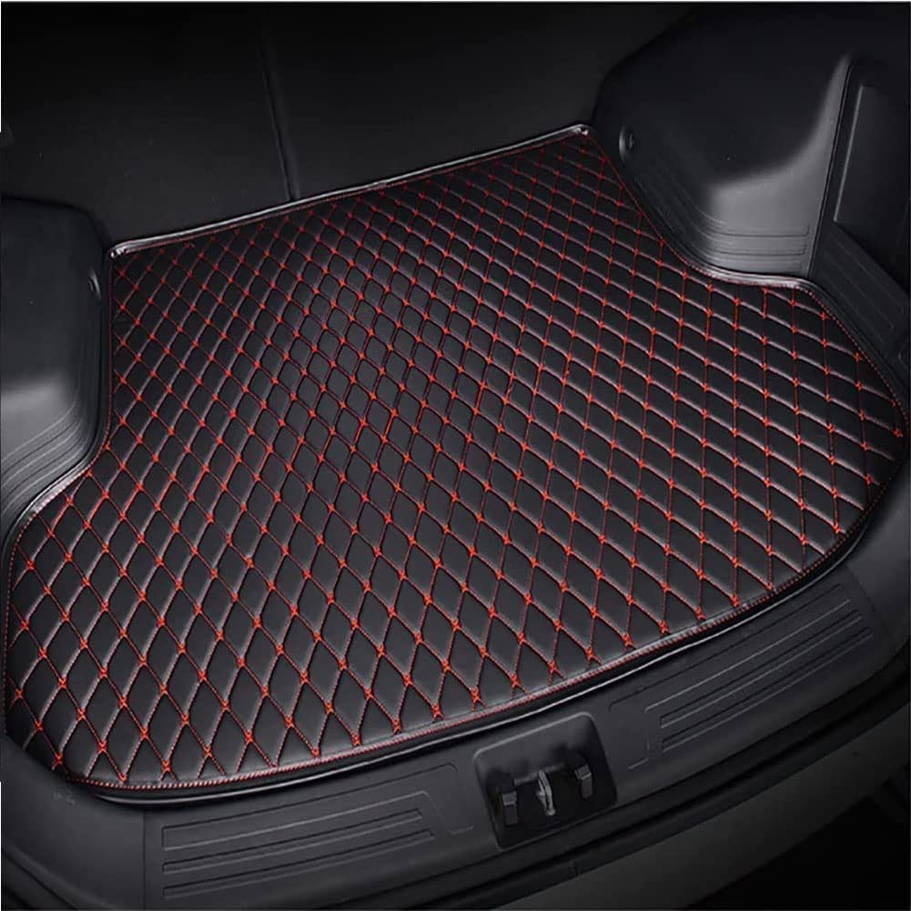 Auto Leder Kofferraummatten für Peu-geot Poutiac Vibe 2008-2009, rutschfest Kratzfestem Wasserdicht Schutzmatte Cargo Teppich Kofferraum Interieur Zubehör,D/BlackRed von IXEUYN