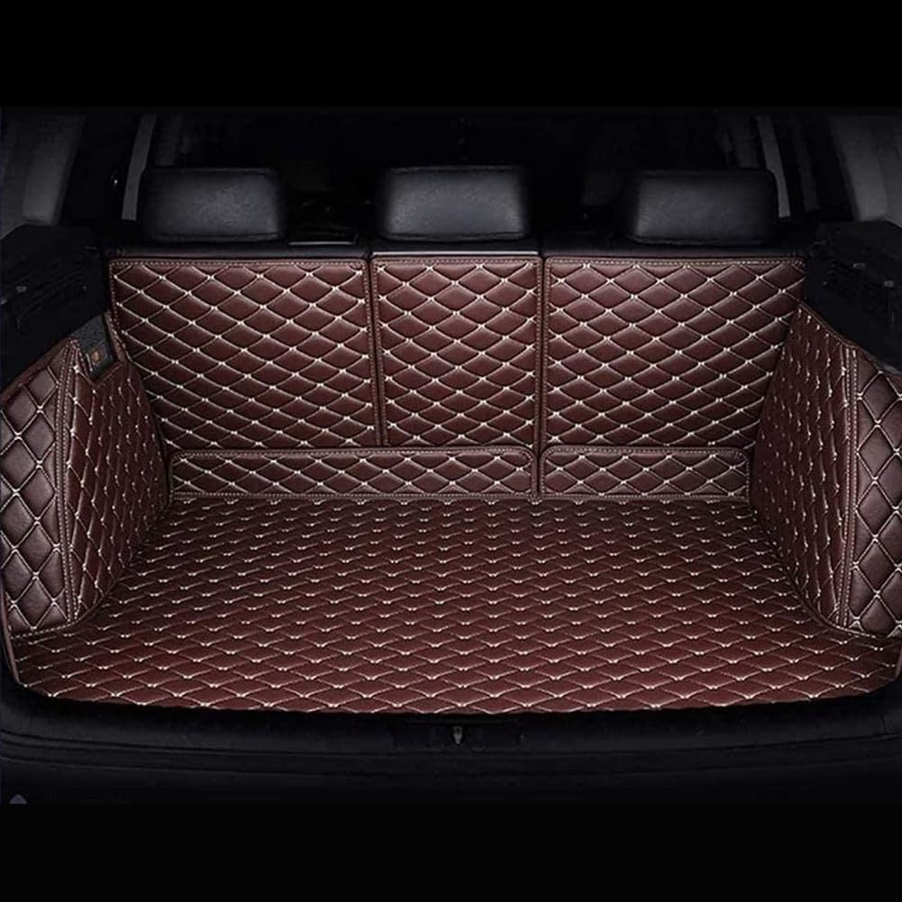 Auto Vollabdeckung Einkreisung Leder Kofferraummatten für Volvo XC90 7 Seats 2015-2022, rutschfest Kofferraum Schutzmatte Kofferraumwanne Cargo Zubehör,D/Coffee von IXEUYN