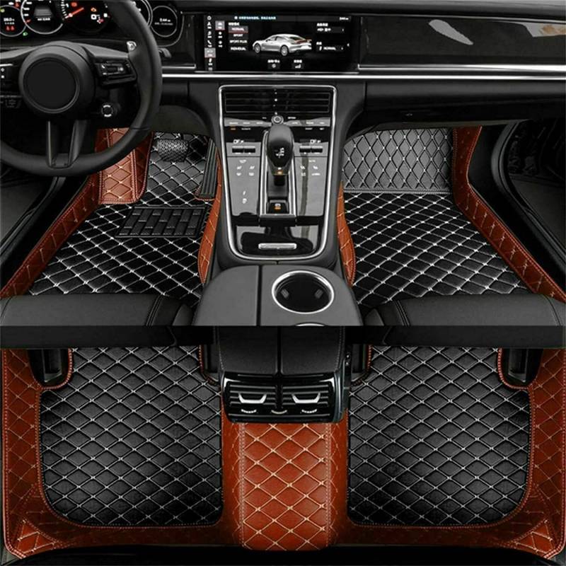 Anpassen Leder Auto Fußmatten Passt für Mini Clubman/John Cooper Works F54 F55 F56 F57 F60 4-Doors, Leder Autoteppich 3D All-Inclusive-Stil Automatte vorn und hinten(Links Fahren von IXITAB