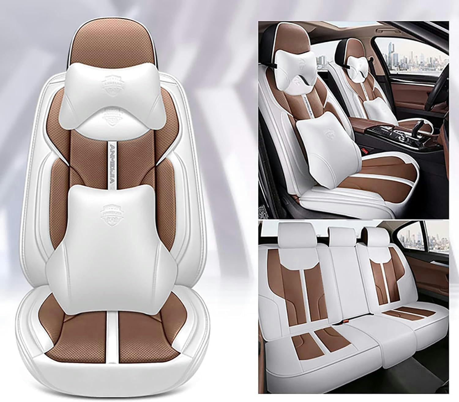 IXITAB Sitzbezüge Auto Autositzbezüge Universal Set für Audi A1 A3 A4 A5 A6 A7 A8 A4L A6L A8L Q2 Q3 Q5 Auto Zubehör,Kaffeefarbener Luxus von IXITAB