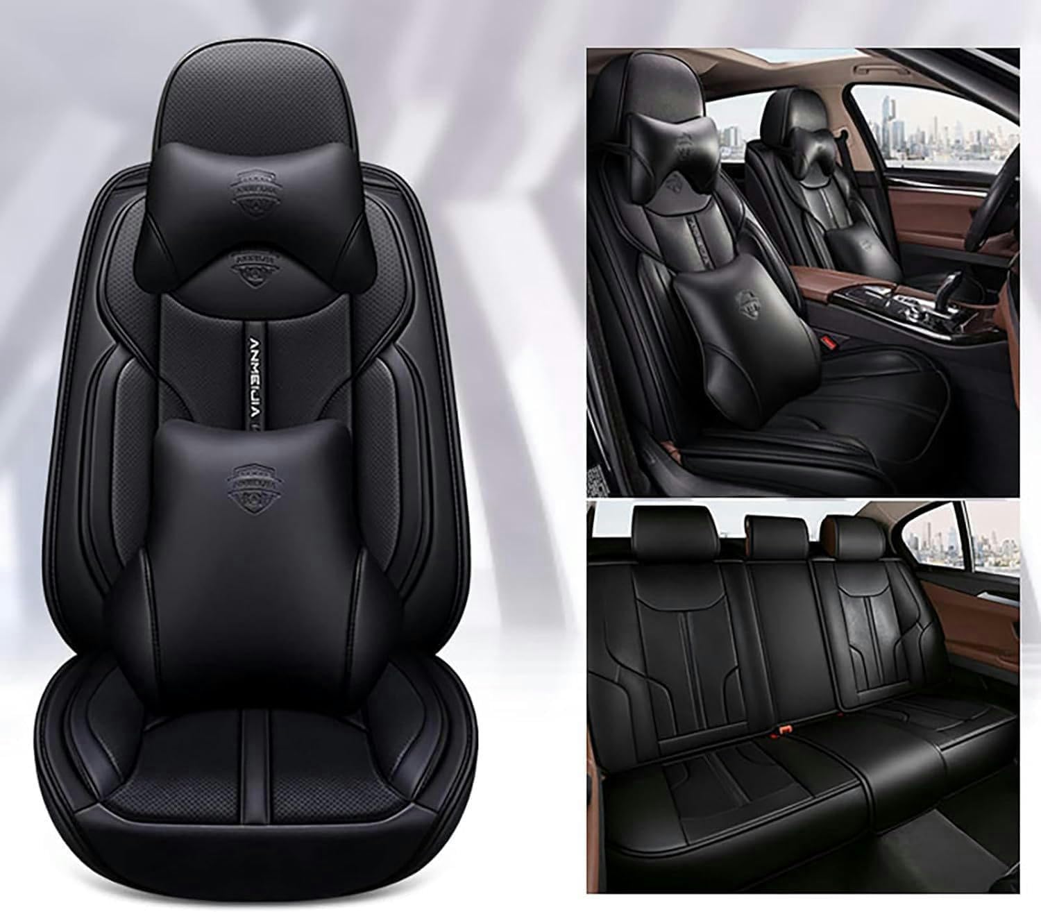 IXITAB Sitzbezüge Auto Autositzbezüge Universal Set für Audi A3/A4 B8/A4 B6/A3 8P/A5/A4 B7/A4/A6 C6/Q5/A6/A6 C7 Auto Zubehör,schwarz Luxus von IXITAB