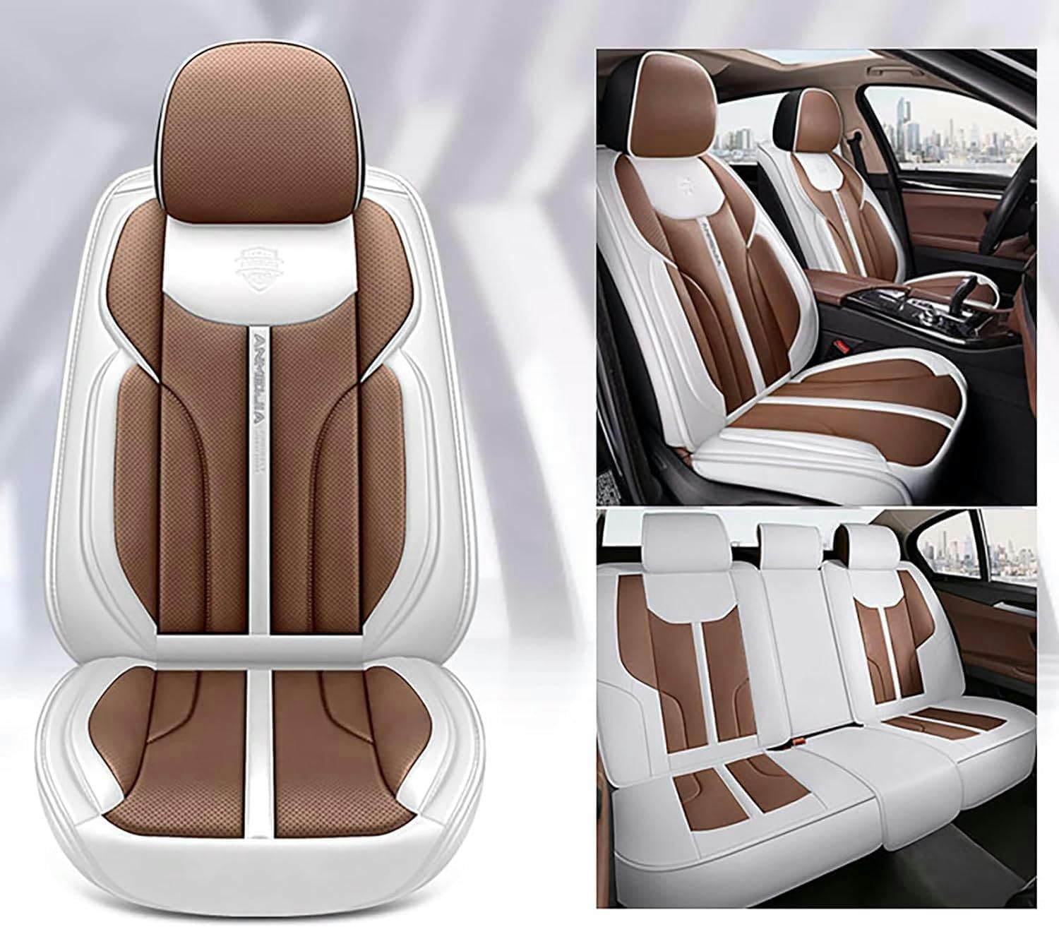 IXITAB Sitzbezüge Auto Autositzbezüge Universal Set für Audi A3 A5 A4 B8 A3 8P A4 B6 A4 B7 A6 C6 A4 A3 8V Q5 Auto Zubehör,Kaffeefarbe von IXITAB