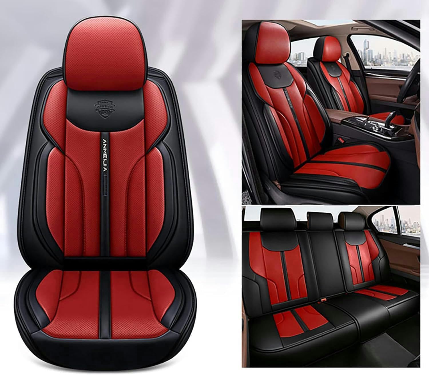 IXITAB Sitzbezüge Auto Autositzbezüge Universal Set für Kia Maxima Picanto Optima Shuma K2 K3 K4 K5 Auto Zubehör,Schwarz Rot von IXITAB