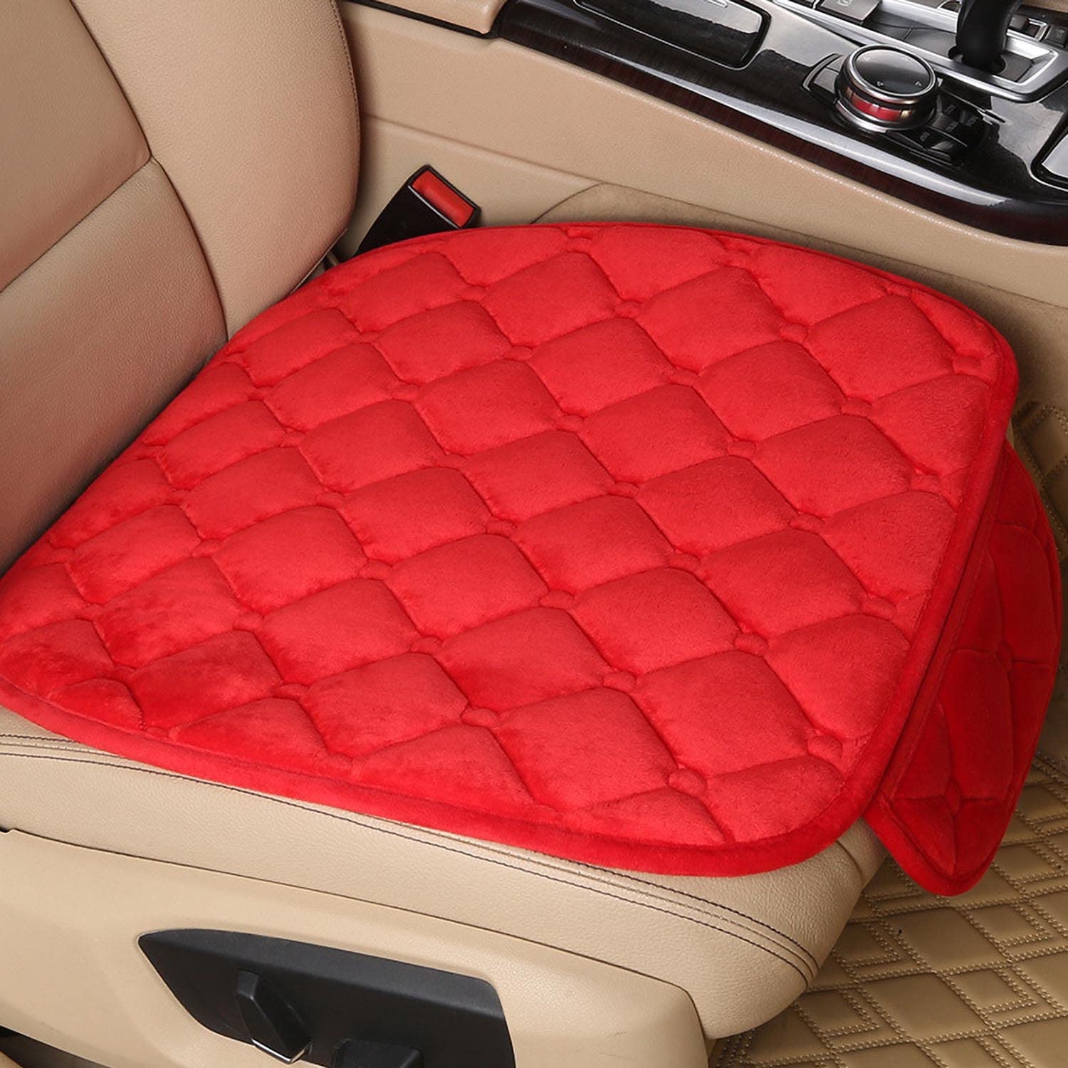 IXITON Universal Flannel Car Seat Cushion,Comfortable Car Seat Protector,Flannel Car Seat Pad with Non-Slip Bottom to Relieve Hip Pressure (rot, 1Stück Sitzkissen) von IXITON