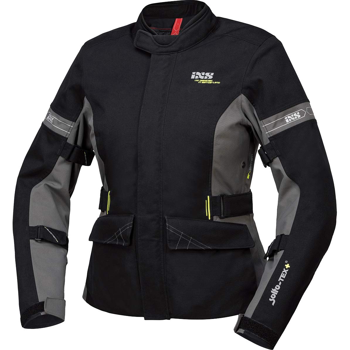 IXS Laminat ST-Plus Damen Motorrad Textiljacke, schwarz/grau, L von IXS