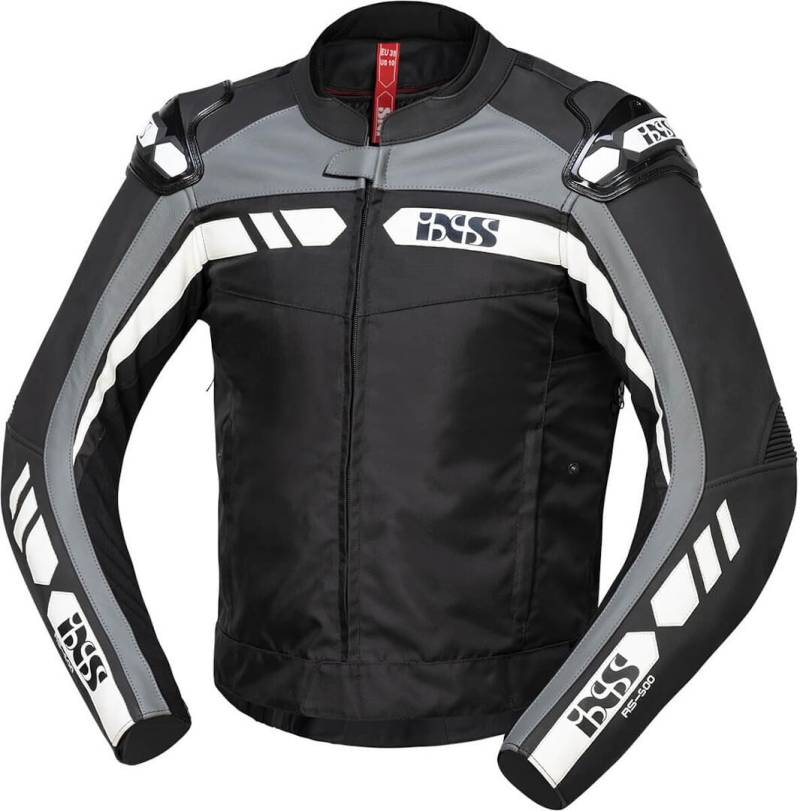 IXS RS-500 1.0 Motorrad Leder- / Textiljacke, schwarz/grau/weiß, 56 von IXS