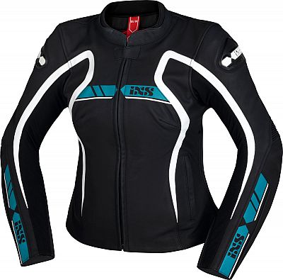 IXS RS-600 1.0, Lederjacke Damen - Schwarz/Türkis/Weiß - 40 von IXS