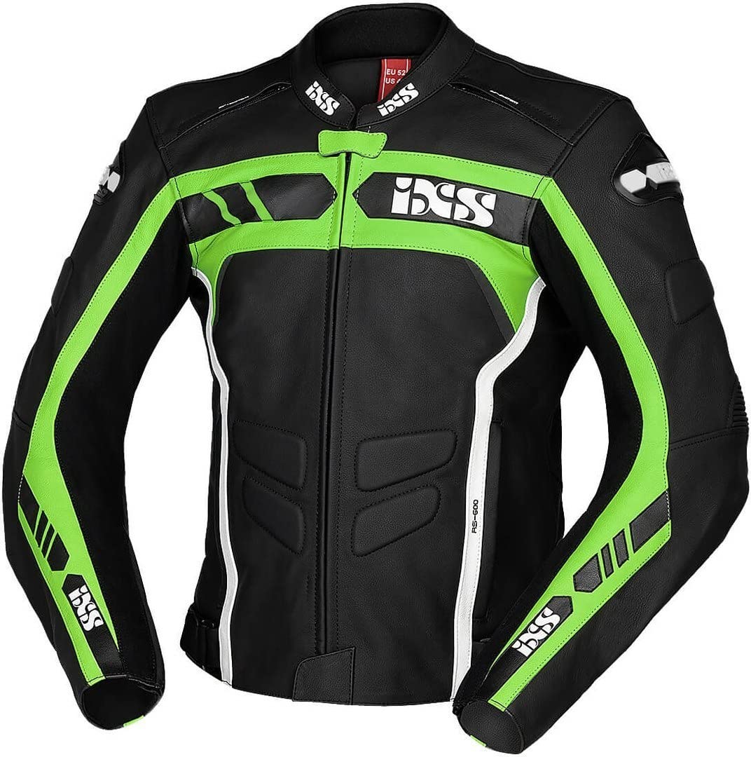 IXS Sport RS-600 1.0 Motorrad Lederjacke, schwarz/grün/weiß, 56 von IXS