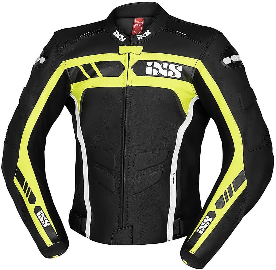 IXS Sport RS-600 1.0 Motorrad Lederjacke, schwarz/gelb, 56 von IXS