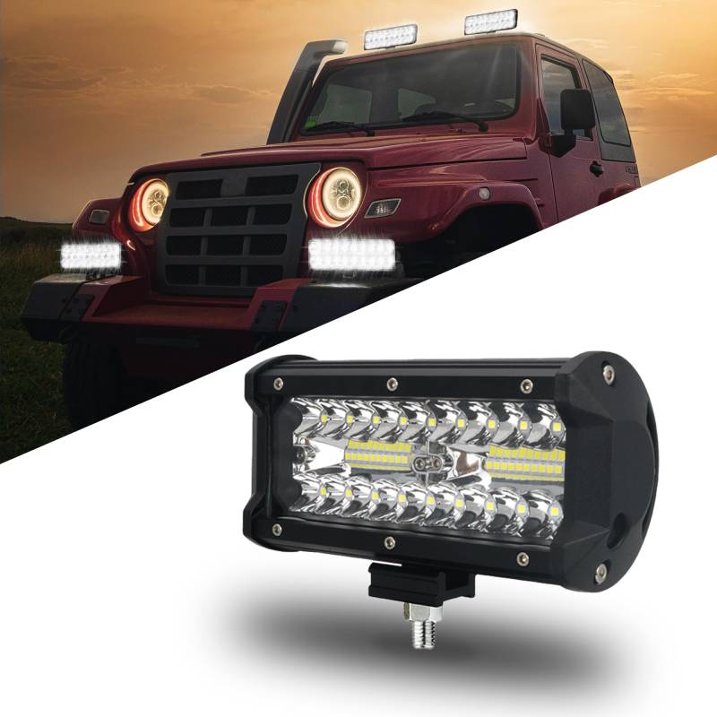 LED Arbeitsscheinwerfer 12V - 60V, 7inch LED Scheinwerfer Traktor Offroad Zusatzscheinwerfer, 120W 4800LM 6000K IP67 Wasserdichte Arbeitslicht Light Bar für Trecker Bagger SUV, UTV, ATV, Boot(1 Stück) von IYF